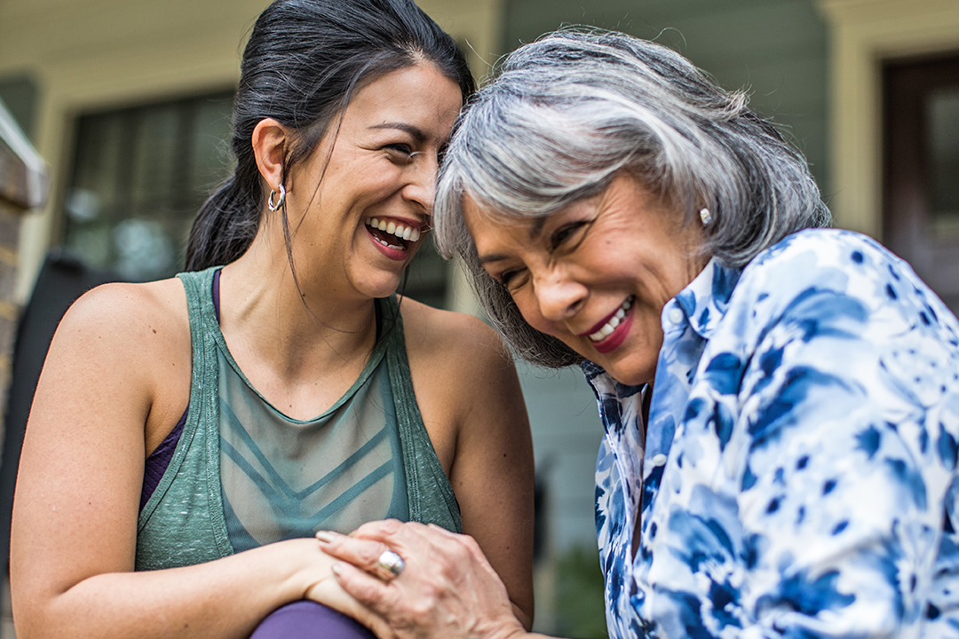 two women laughing